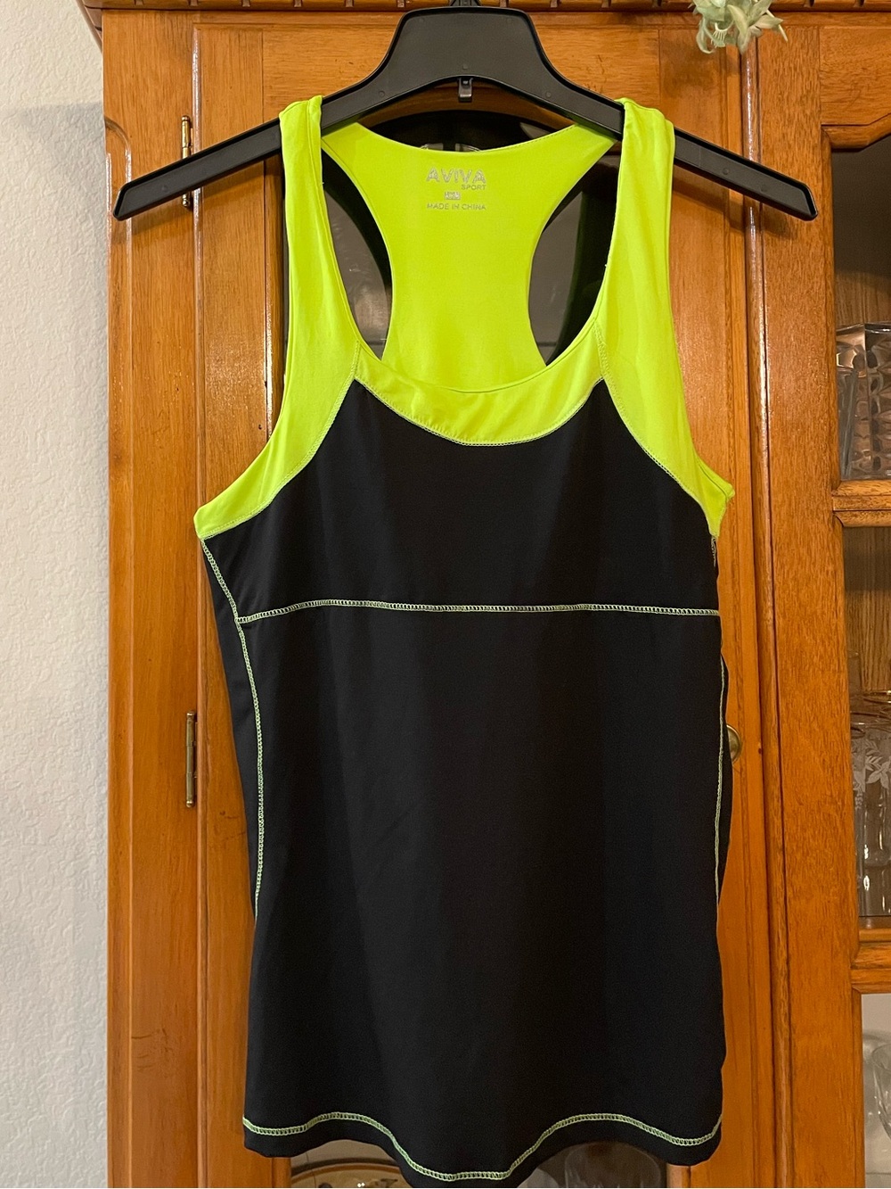Avia Sport Neon Yellow & Black Athletic Racerback Tank Ladies SZ XL